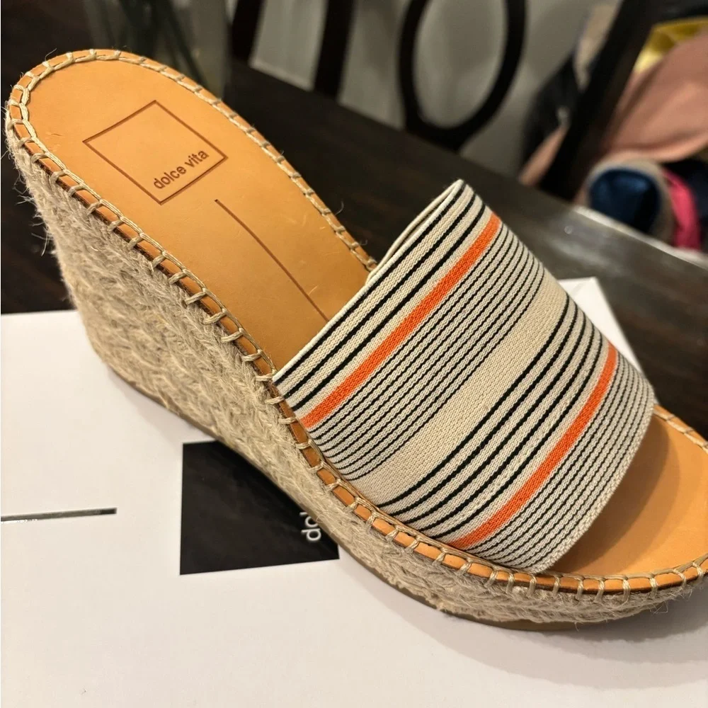 Dolce Vita Lada Espadrille Wedge Sandals Slip-on Elastic Stripe 🇺🇸 size 8